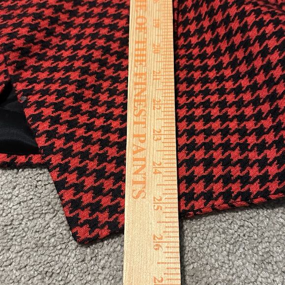 D’Angelo Women 10 Blazer Wool Houndstooth Lined V-Neck Black Red VTG - Picture 12 of 13